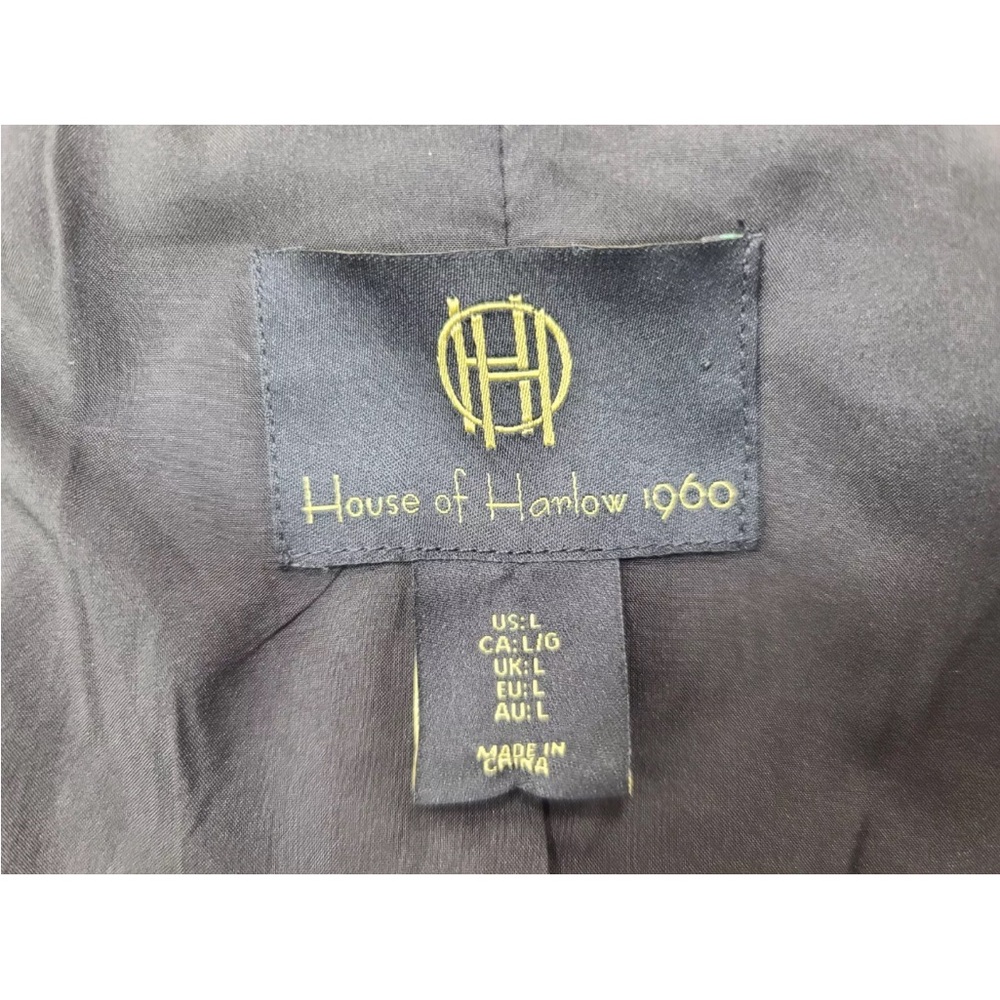 House of Harlow 1960 Notch Lapel Brown Houndstooth Cropped Blazer Size L - Picture 3 of 9